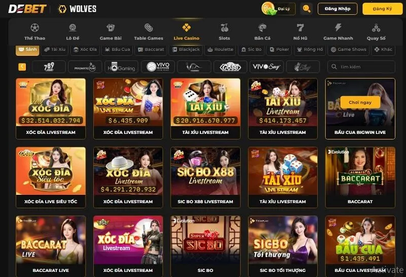 Sảnh Live Casino đẳng cấp